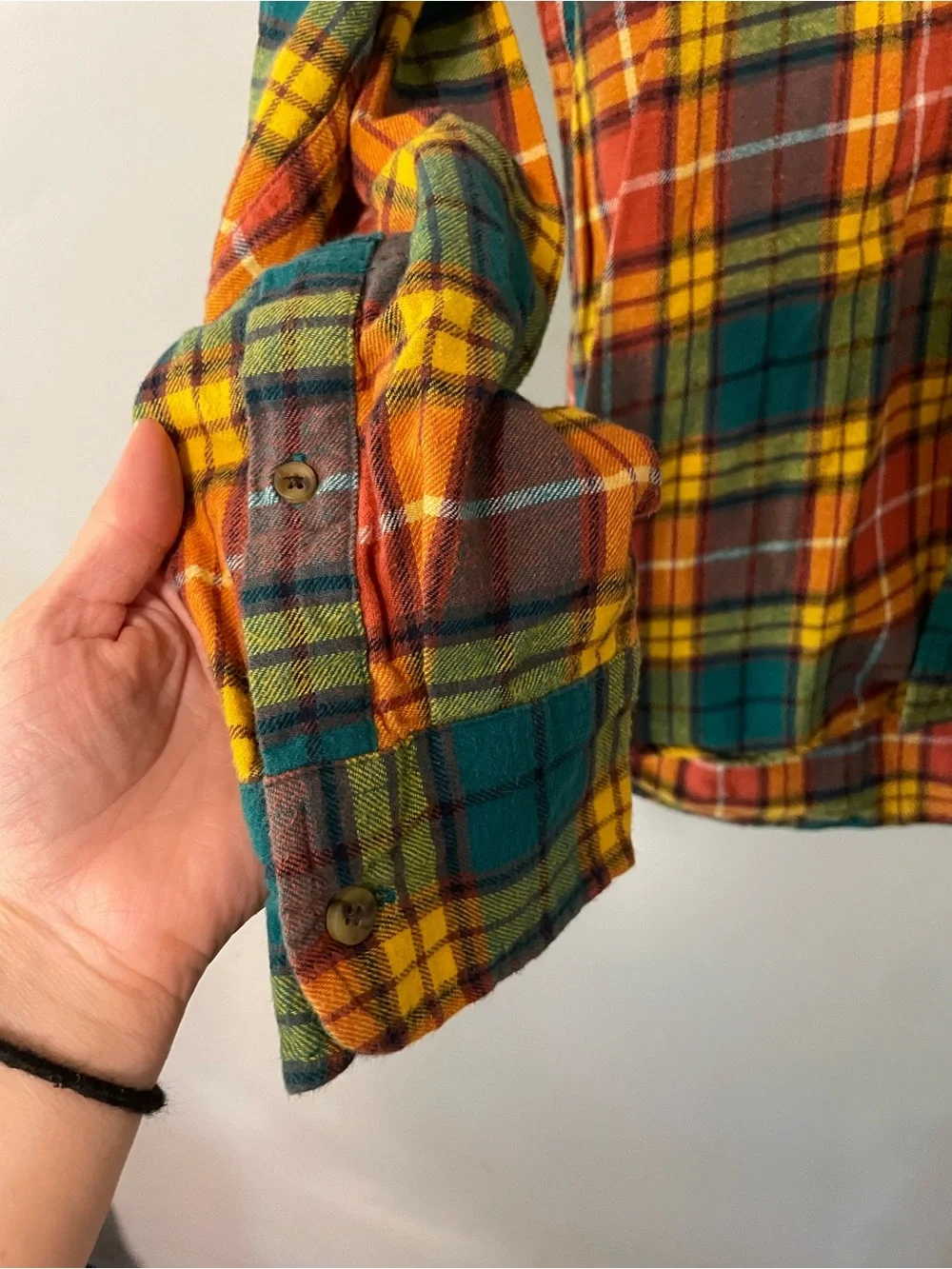 J. Crew Men's Teal, Orange & Yellow Plaid Button-Down Shirt
